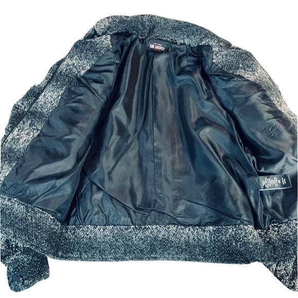 Karl Lagerfeld For Macys Impulse Black Wool Silver Spark Extra Small Moto Jacket - Picture 5 of 14